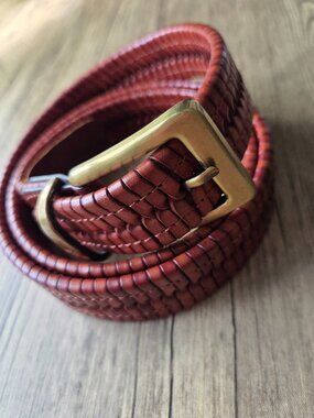 Tommy Bahama Woven Leather Belt in Cognac